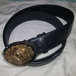 Versace belt black with gold medusa buckle NWOT